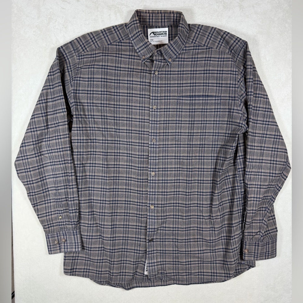 Mountain Khakis Size Large Gray Thick Cotton Plaid Button Down Shirt